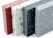 Four marble tile composition close-up